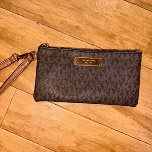 Michael Kors Dark Brown Logo Wristlet